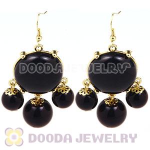 Fashion Gold Plated Black Drop Bubble Earrings Wholesale
