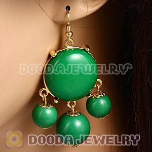 Fashion Gold Plated Drop Dark Green Bubble Earrings Wholesale