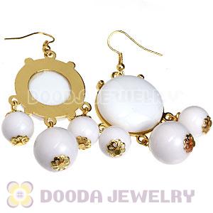 Fashion Gold Plated Drop White Bubble Earrings Wholesale