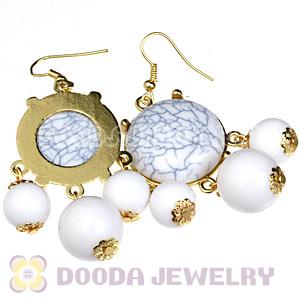 Fashion Gold Plated Drop White Turquoise Bubble Earrings Wholesale