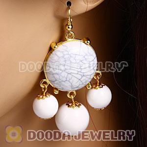 Fashion Gold Plated White Turquoise Drop Bubble Earrings Wholesale