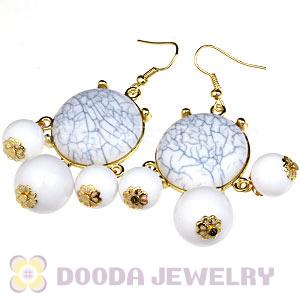 Fashion Gold Plated Drop White Turquoise Bubble Earrings Wholesale