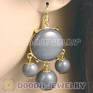 Fashion Gold Plated Grey Drop Bubble Earrings Wholesale