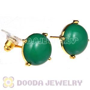 2012 Fashion Gold Plated Dark Green Bubble Stud Earrings Wholesale