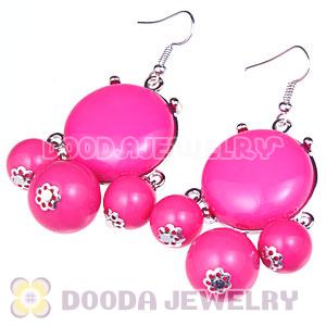 Fashion Silver Plated Drop Pink Bubble Earrings Resin Wholesale
