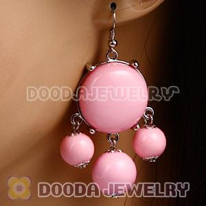 Fashion Silver Plated Drop Pink Bubble Earrings Resin Wholesale
