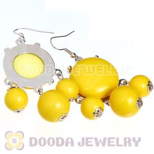 Fashion Silver Plated Drop Yellow Bubble Earrings Resin Wholesale