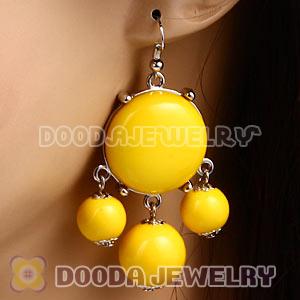Fashion Silver Plated Drop Yellow Bubble Earrings Resin Wholesale