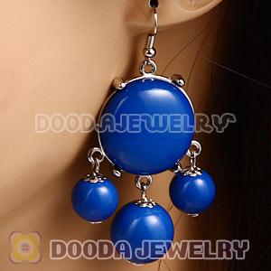 Fashion Silver Plated Drop Dark Blue Bubble Earrings Resin Wholesale