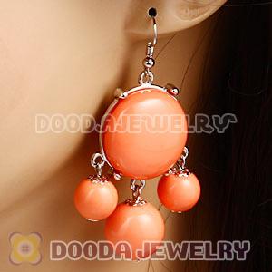 Fashion Silver Plated Drop Orange Bubble Earrings Resin Wholesale