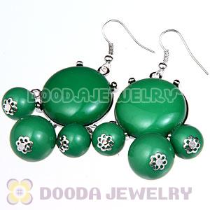 Fashion Silver Plated Drop Dark Green Bubble Earrings Resin Wholesale