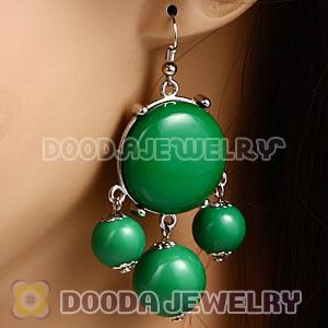 Fashion Silver Plated Drop Dark Green Bubble Earrings Resin Wholesale