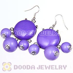 Fashion Silver Plated Drop Violet Bubble Earrings Resin Wholesale