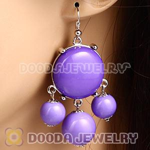 Fashion Silver Plated Drop Violet Bubble Earrings Resin Wholesale