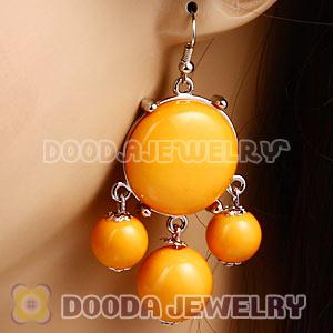 Fashion Silver Plated Drop Yolk Yellow Bubble Earrings Resin Wholesale