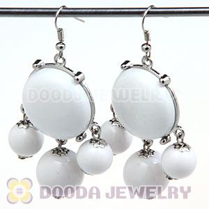 Fashion Silver Plated Drop White Bubble Earrings Wholesale