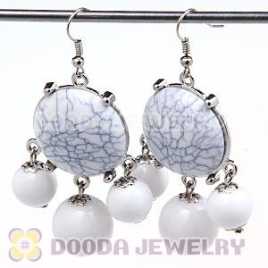 Fashion Silver Plated Drop White Turquoise Bubble Earrings Wholesale