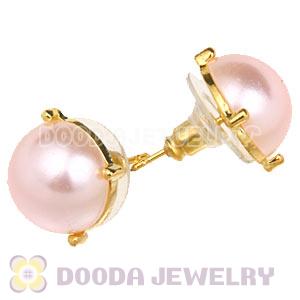 2012 Fashion Gold Plated Pink Pearl Bubble Stud Earrings Wholesale