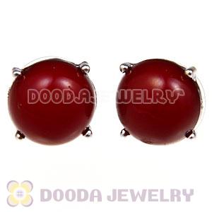 2012 Fashion Silver Plated red Bubble Stud Earrings Wholesale