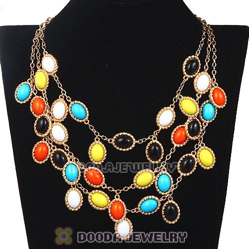 roped in triple strand Bubble Bib Statement Necklace