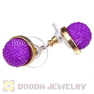 Fashion Gold Plated Purple Bubble Stud Earring Wholesale