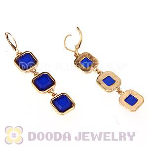 Fashion Gold Plated Blue Resin Drop Bubble Earrings Wholesale