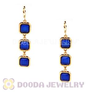 Fashion Gold Plated Drop Dark Blue Resin Bubble Earrings Wholesale