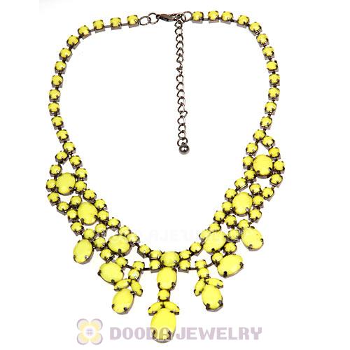 Chunky Multilayer Yellow Resin Rhinestone Choker Bib Collar Necklace Wholesale
