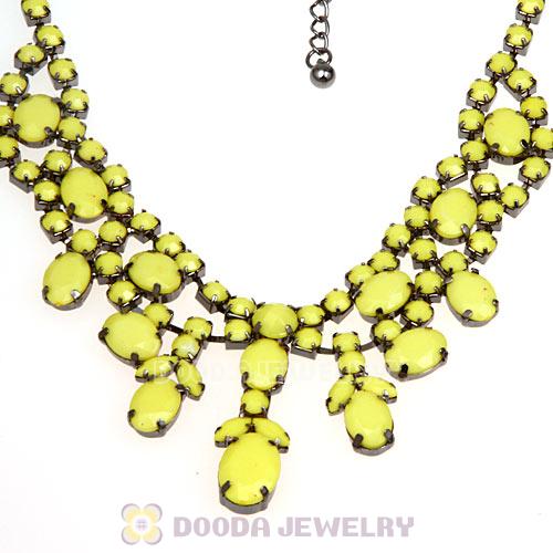 Chunky Multilayer Yellow Resin Rhinestone Choker Bib Collar Necklace Wholesale