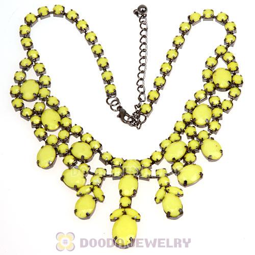 Chunky Multilayer Yellow Resin Rhinestone Choker Bib Collar Necklace Wholesale