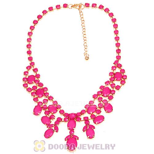 Chunky Multilayer Pink Resin Rhinestone Choker Bib Collar Necklace Wholesale