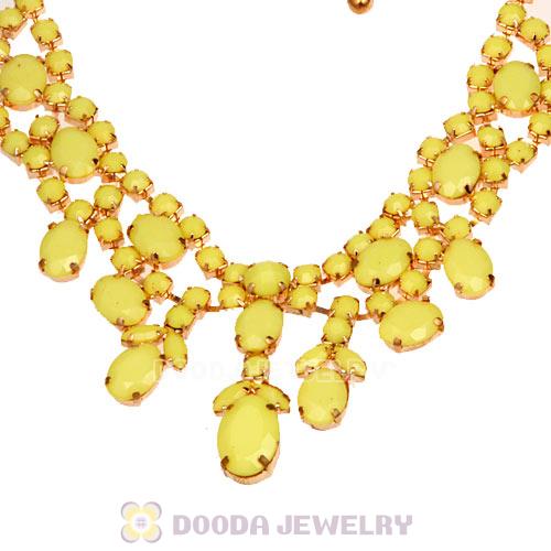 Chunky Multilayer Yellow Resin Rhinestone Choker Bib Collar Necklace Wholesale