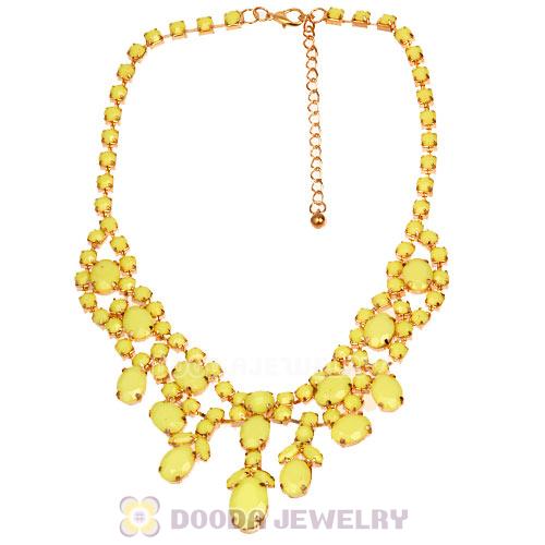 Chunky Multilayer Yellow Resin Rhinestone Choker Bib Collar Necklace Wholesale