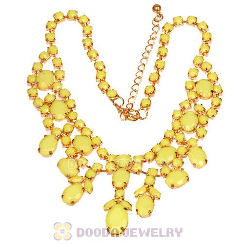 Chunky Multilayer Yellow Resin Rhinestone Choker Bib Collar Necklace Wholesale