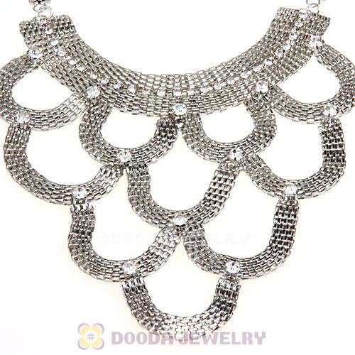 European Chunky Snake Chain Crystal Choker Bib Collar Necklace
