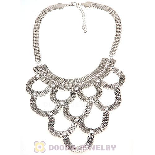 European Chunky Snake Chain Crystal Choker Bib Collar Necklace