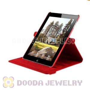 Red 360 Degree Rotating Leather Cases Smart Cover Stand For iPad