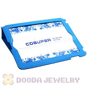 Ultrathin Blue Leather Cases Cover With Build In Stand For New iPad