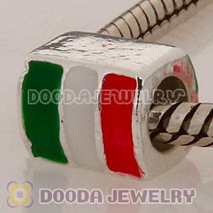 Silver Plated Enamel European Italy Flag Charm Beads Wholesale 