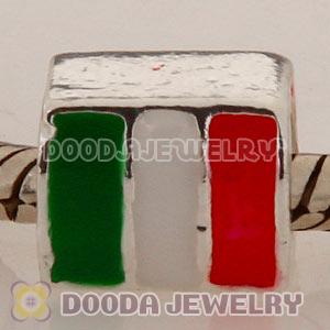 Silver Plated Enamel European Italy Flag Charm Beads Wholesale 