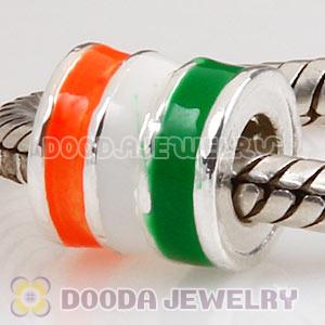 Silver Plated Enamel European Ireland Flag Charm Beads Wholesale 
