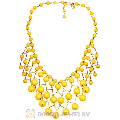 Fashion Yellow Bauble Cascade Bib Necklace Wholesale