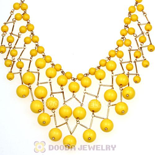 Fashion Yellow Bauble Cascade Bib Necklace Wholesale