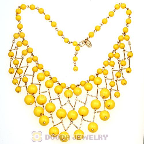Fashion Yellow Bauble Cascade Bib Necklace Wholesale