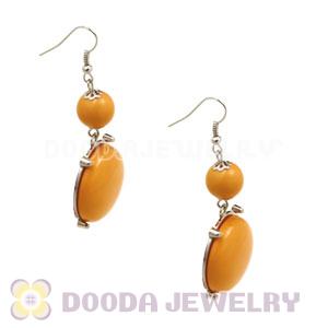 Fashion Silver Plated Yellow Resin Drop Bubble Earrings Wholesale