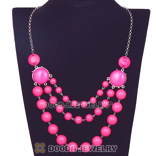 Silver Chains Three Layers Roseo Resin Bubble Bib Statement Necklaces Wholesale 