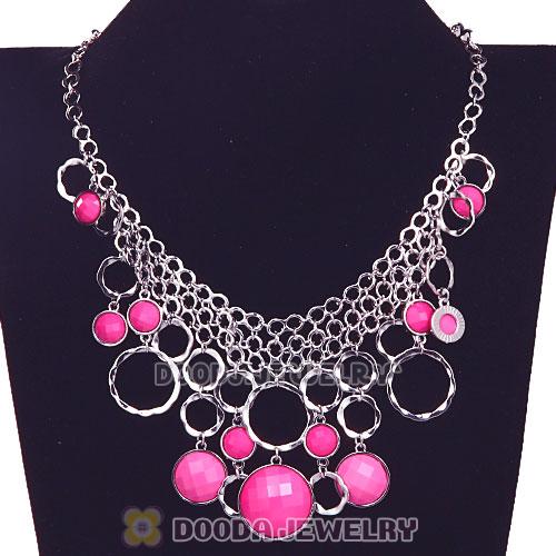 Silver Chains Multilayer Roseo Resin Choker Bib Necklace Wholesale
