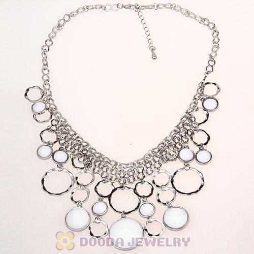 Silver Chains Multilayer White Resin Choker Bib Necklace Wholesale
