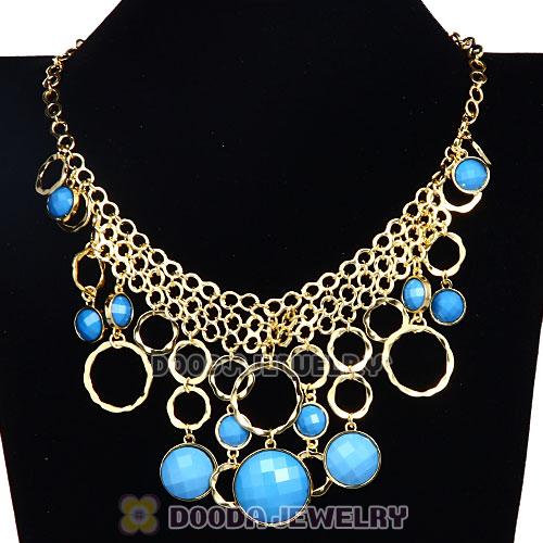 Gold Chain Multilayer Turquoise Resin Choker Bib Necklaces Wholesale