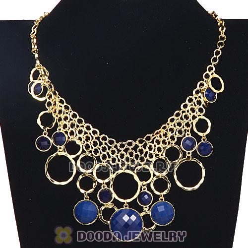 Gold Chain Multilayer Navy Resin Choker Bib Necklaces Wholesale